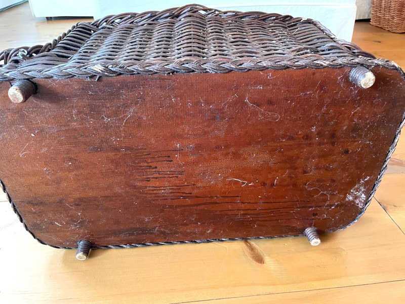 19th Century NATURAL Wicker Heywood-Wakefield LOG/ MAGAZINE HOLDER CANTERBURY gallery