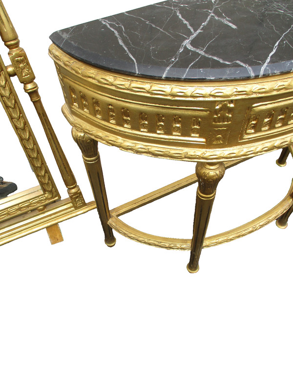 64439 Gold Decorator Console Table with Mirror gallery