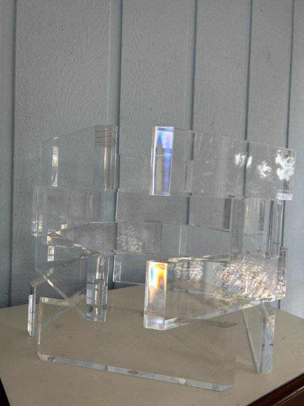 Stunning Stacked Lucite Blocks Coffee Table base-Free Glass Top As Gift gallery