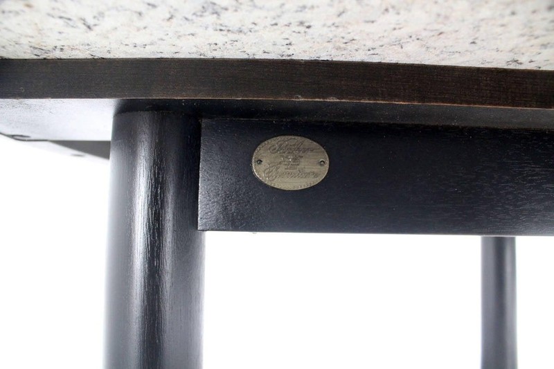 Mid Century Modern 48 Inches Round Granite Top Black Lacquer Coffee Table Baker gallery
