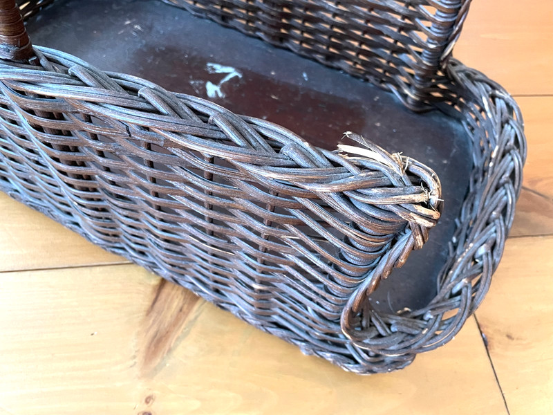 19th Century NATURAL Wicker Heywood-Wakefield LOG/ MAGAZINE HOLDER CANTERBURY gallery