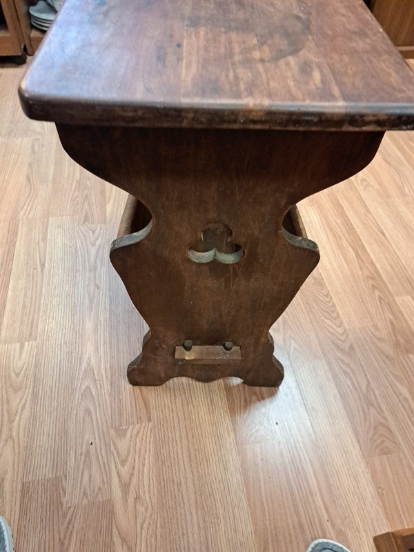 Vintage Arts and Crafts Solid Oak Side Table With Magazine Rack gallery