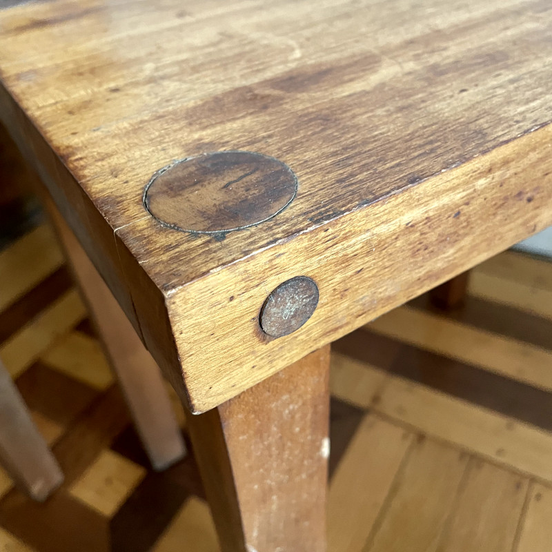 2 Vintage Butcher Block Stacking Side End Tables Hand Crafted Weathered Rustic gallery