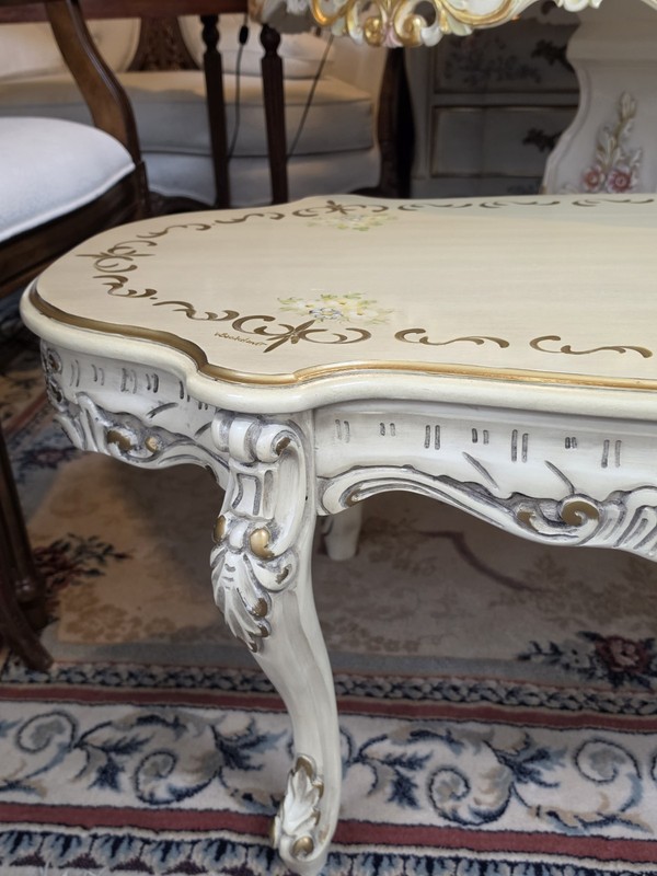 Vintage W. Baedeelandt Belgian Rococo Coffee Table – Cream & Gold gallery