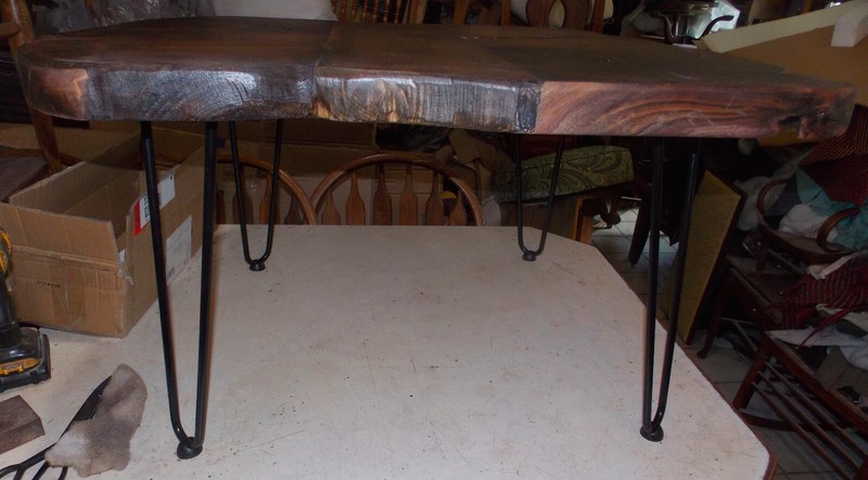 Live Edge Solid Walnut Coffee Table with Hairpin Legs (CT-105) gallery