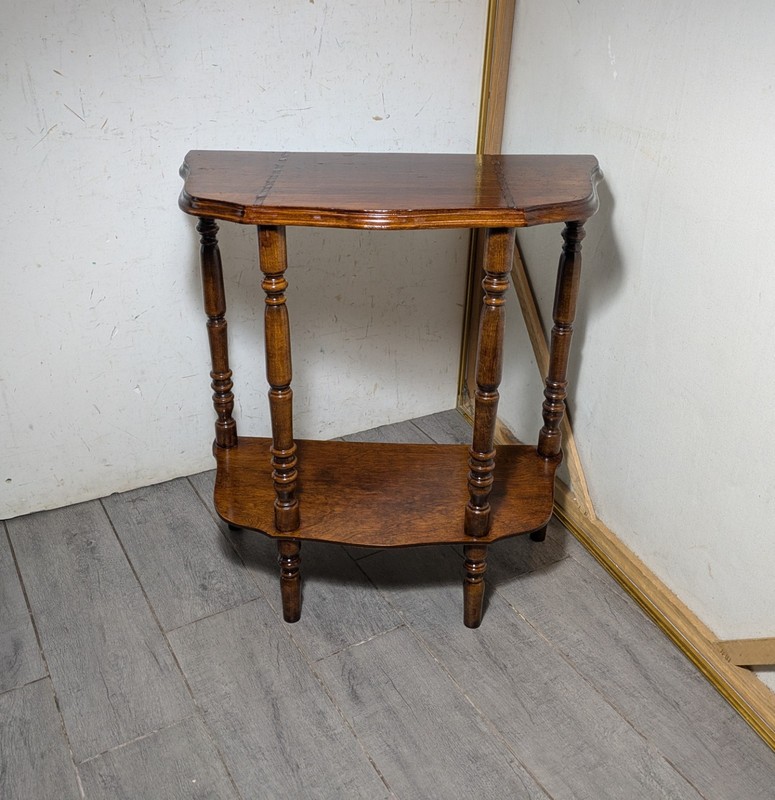 Vintage Demilune Half Moon Console Entry Table Turned Spindle Legs Federal K46 gallery