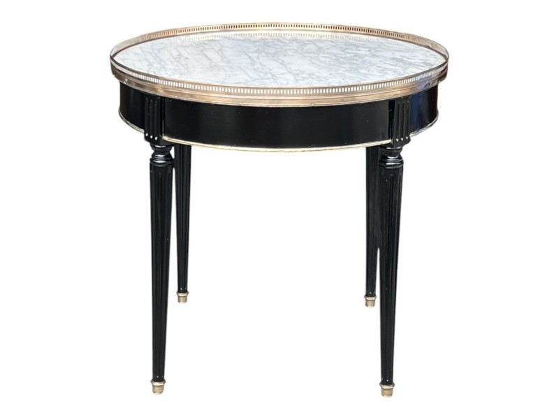 1920s French Louis XVI Parlor Table With Carrara Marble & Brass Gallery gallery