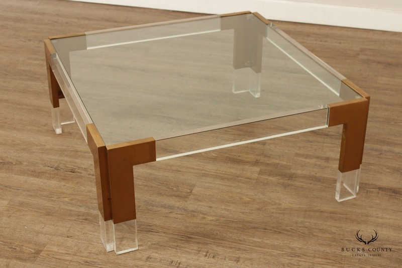 Contemporary Style Square Glass Lucite Square Coffee Table gallery