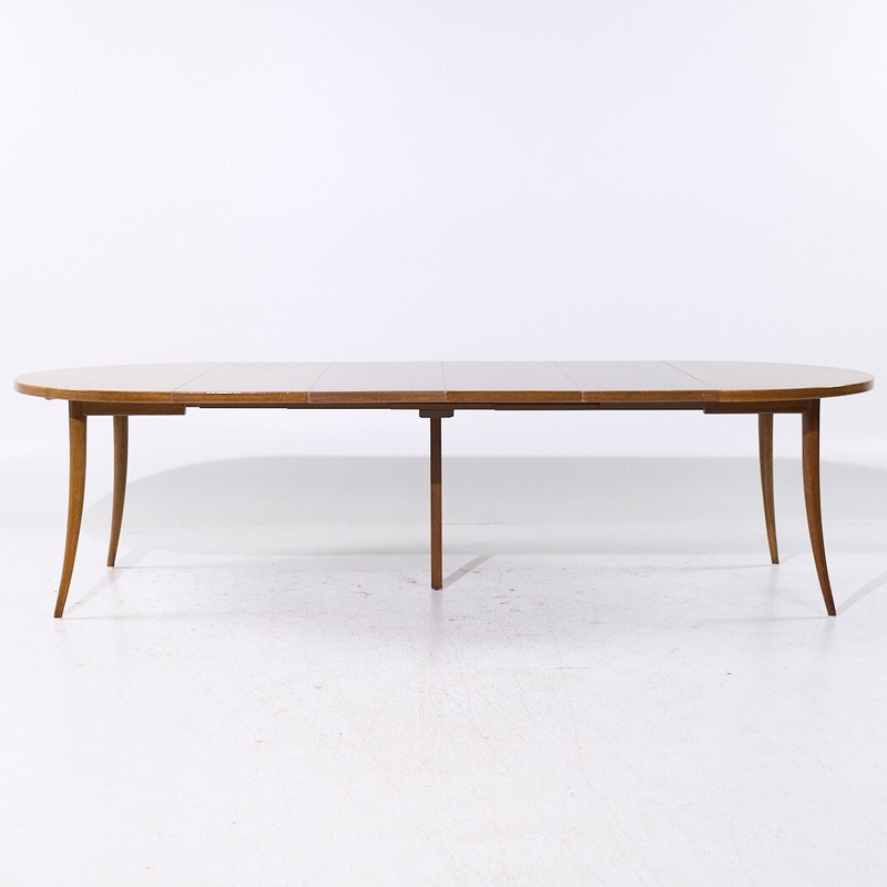 Harvey Probber MCM Bleached Mahogany Expanding Saber Leg Dining Table w/4 Leaves gallery