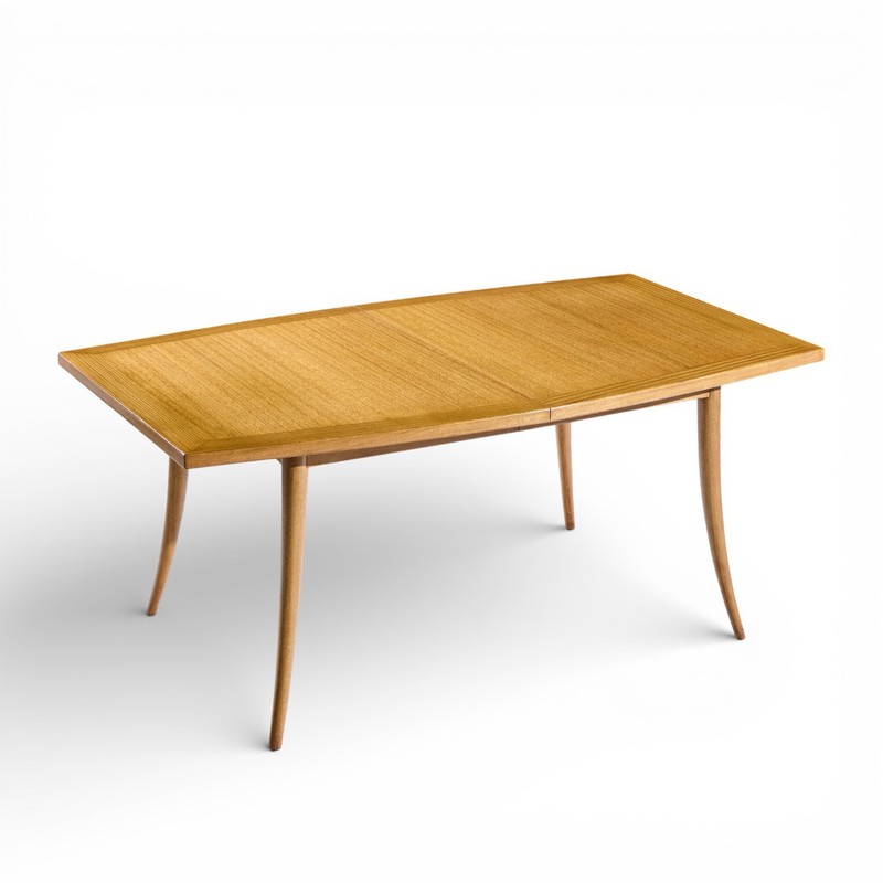 Harvey Probber Mid Century Bleached Mahogany Saber Leg Dining Table with 1 Leaf gallery