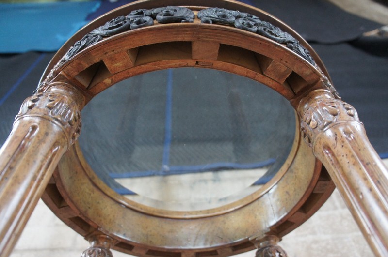 Maitland Smith French Louis XVI Walnut Glass Gueridon Pedestal Table Plant Stand gallery