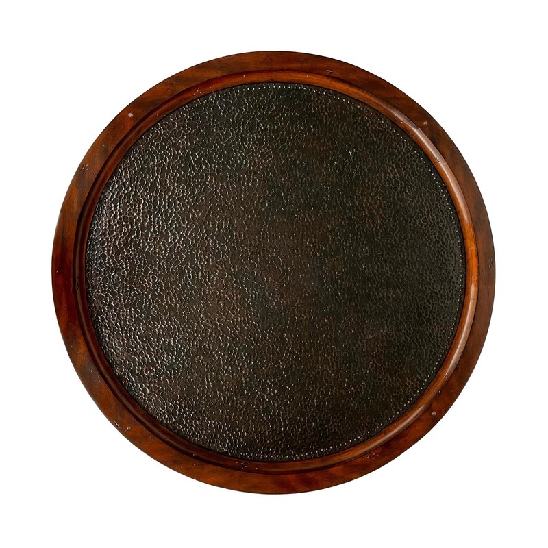 Maitland Smith Pub Game Room Mahogany Table with Hammered Copper Top Under Glass gallery