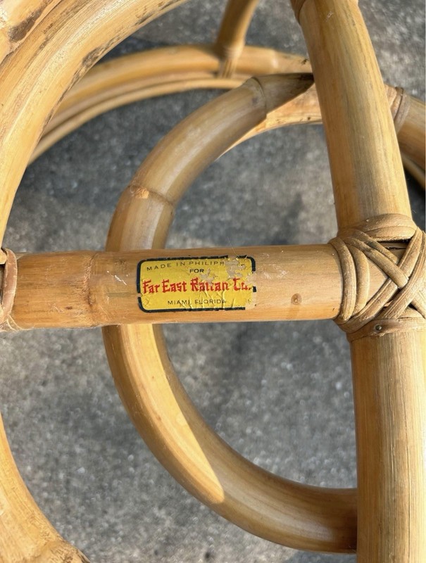 Bamboo and Rattan Round Glass Top Table by Far East Rattan Co. Pick Up Only! VTG gallery