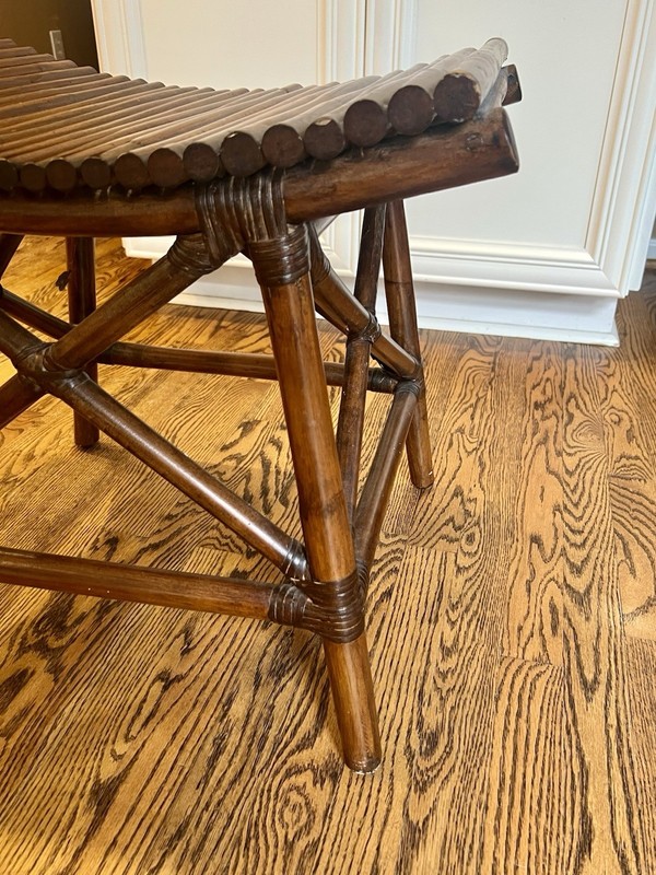 Vintage Pier One British Colonial Bamboo Dark Stained Bench gallery