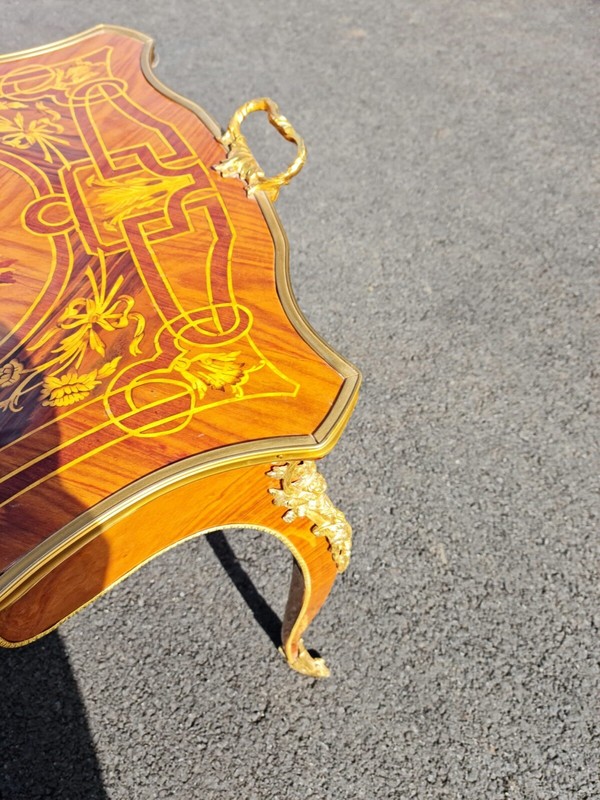 Marquetry French style tea table gallery