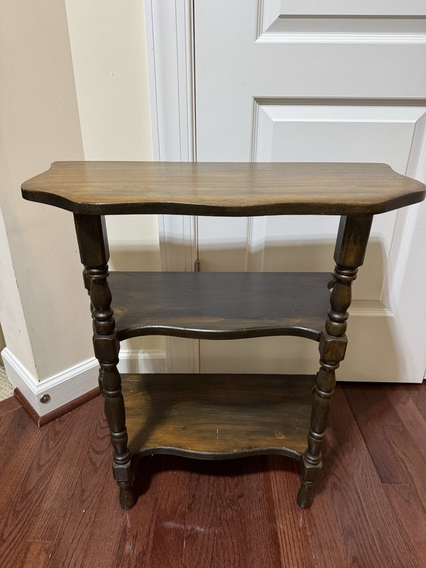 VTG Hand Carved Ornate Walnut Three Tiered Side Table