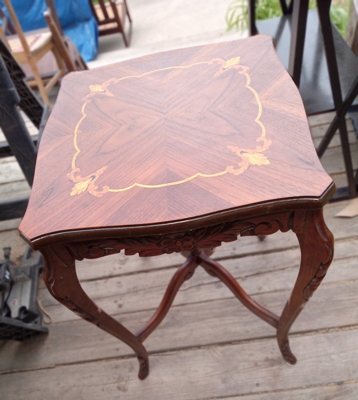 Walnut Carved Marquetry Inlaid Lamp Table / End table (PRT-144) gallery