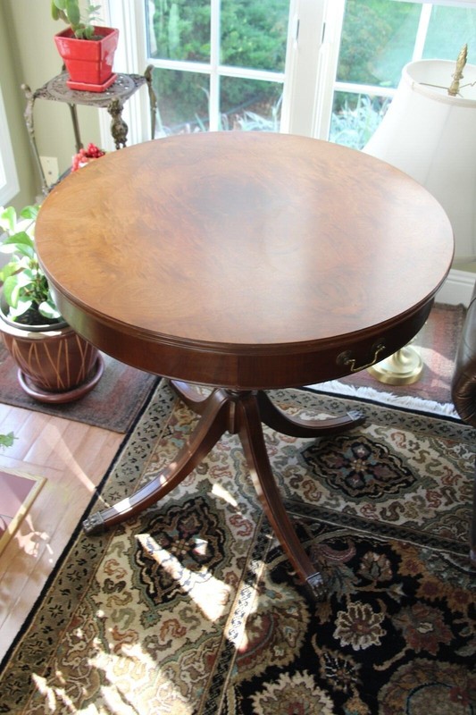 Vintage Imperial Regency Style Drum Table wth Claw Feet gallery