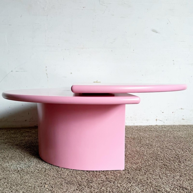 Postmodern Pink Hemi Circular Swivel Top Coffee Table gallery