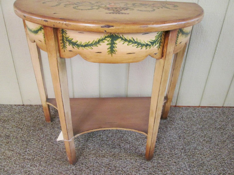 49361 DECORATOR Custom Made HAND PAINTED WOOD HALF ROUND CONSOLE TABLE gallery