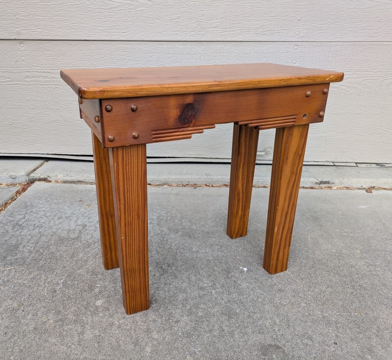 Vintage Rustic Country Farmhouse Primitive Small Wood Side Table D23 gallery
