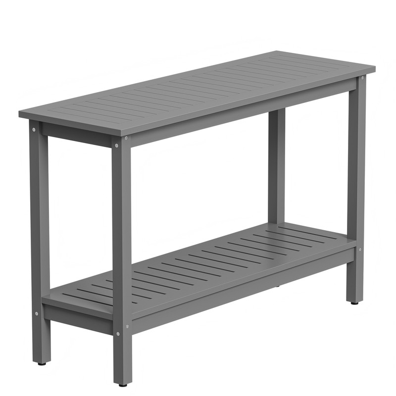 48″ Wooden 2-Shelf Console Table Multiuse Buffet Storage with Foot Sliders Gray