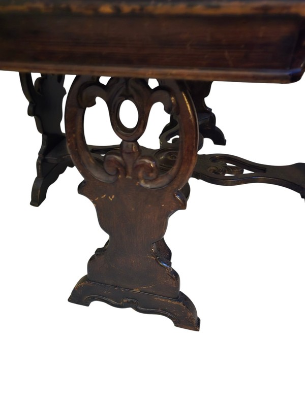 Carved Victorian Octagon Walnut Centerpiece Table 33"Wx20"H gallery