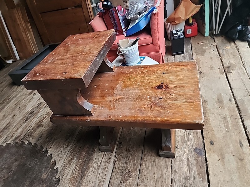 Vintage Solid Pine Log Cabin Ski lodge Side Table Or Bench One Of Pair