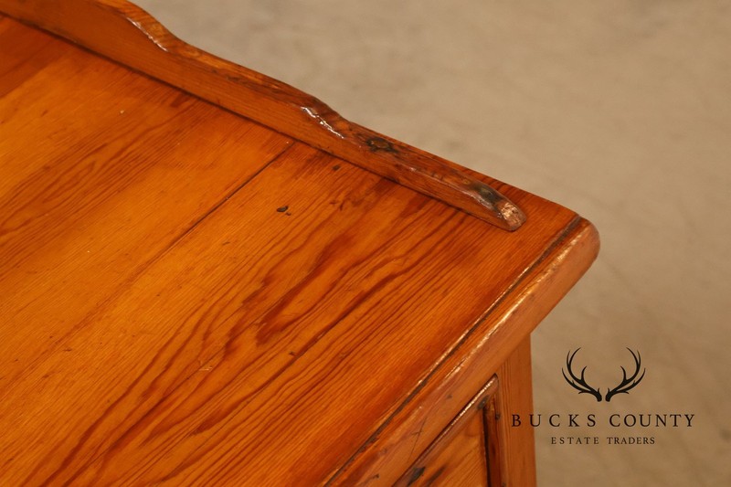 Antique Rustic Pine Five Drawer Work Table Or Dressing Table gallery