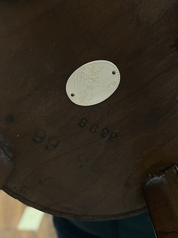 Prefect Mid-Century Baker Furniture Company Signed Round Burl Accent Table gallery