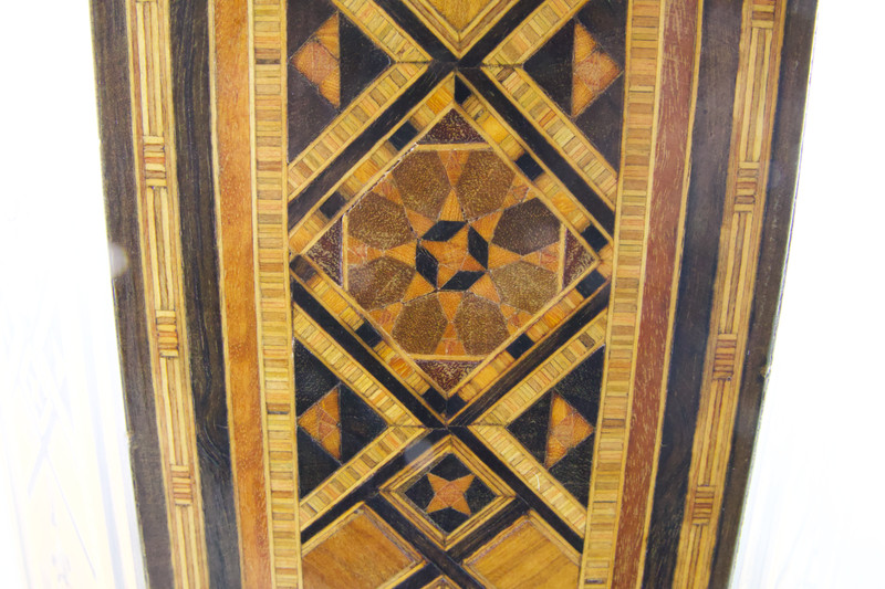 Vintage Moorish Style Wood Inlay & MOP Parquetry Octagon Side /End Table gallery