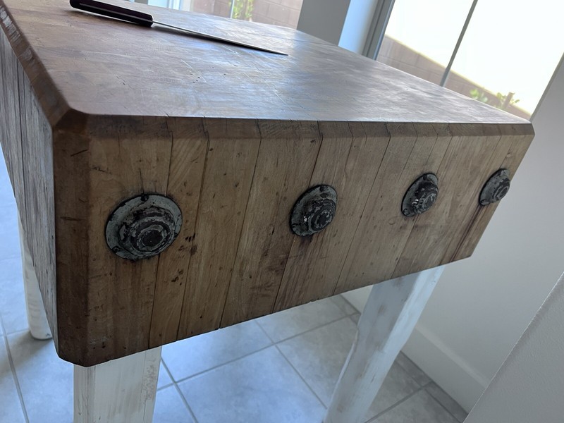 Vintage/Antique Butcher Block Solid Wood Table, 2 Sets Legs - MUST SEE gallery