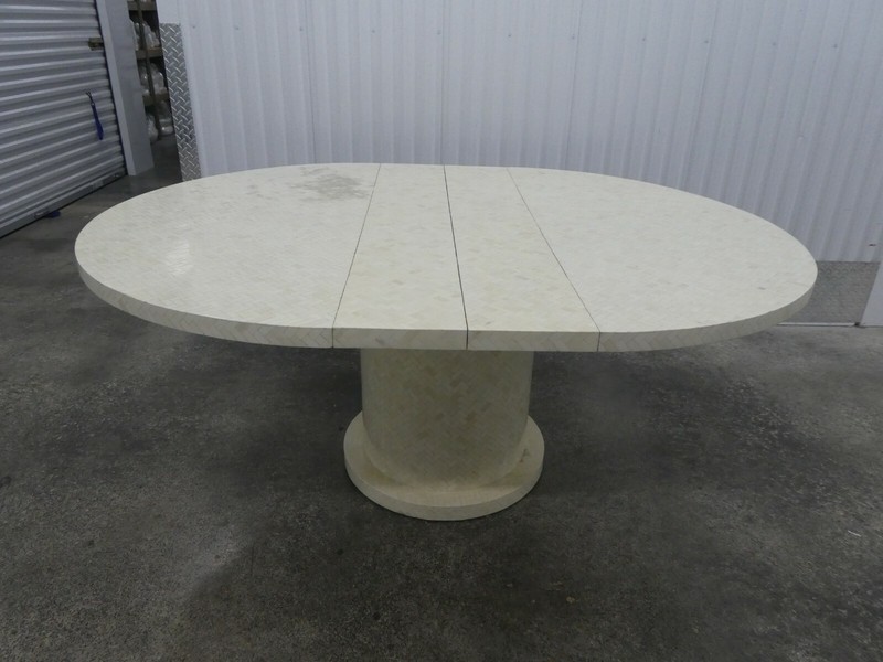 ENRIQUE GARCEL TESSELLATED BONE DINING TABLE W 2 LEAVES