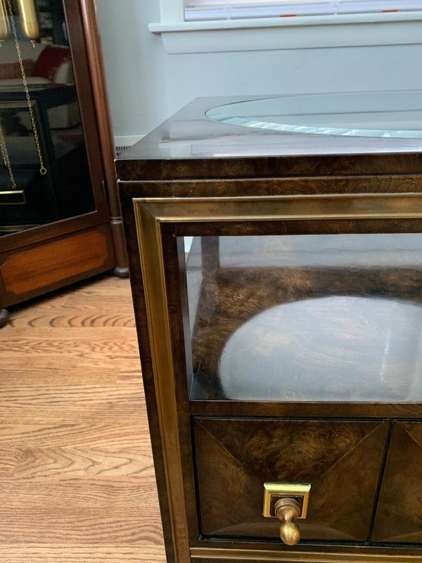 BERNHARD ROHNE For MASTERCRAFT Burl Wood Table w/Glass Insert gallery