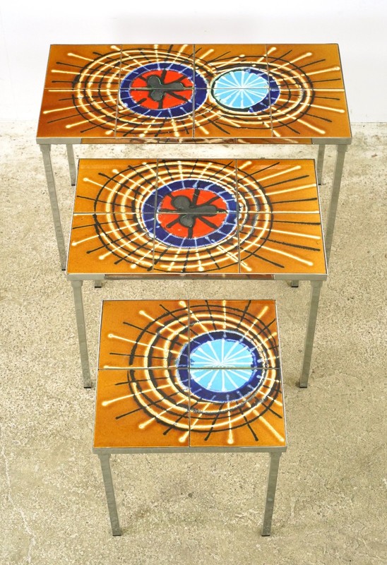 Mid Century 1970s Nesting Tables by Juliette Belarti