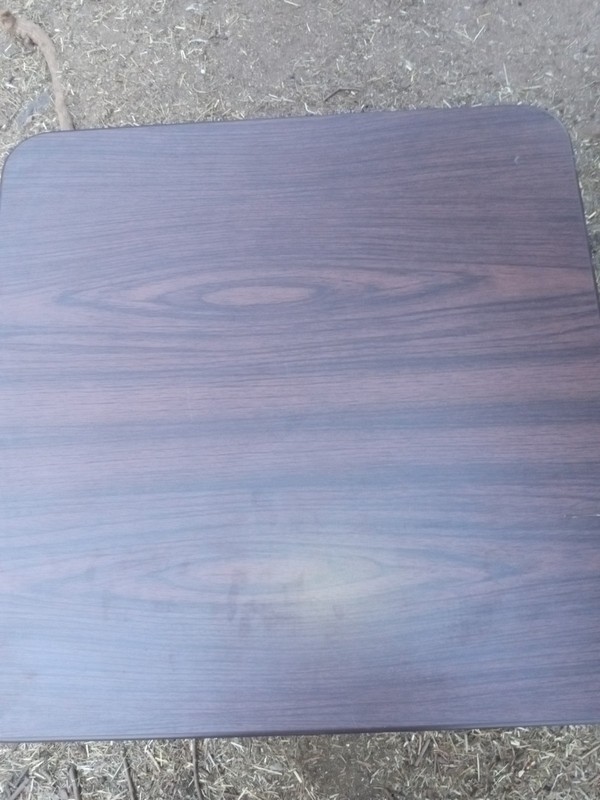 Vintage Steelcase table Low Square Coffee Table Chrome Legs Laminate Wood Grain gallery