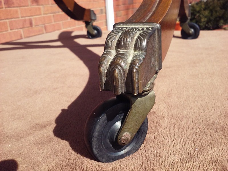 English Serving Table Brass and Wood Antique gallery