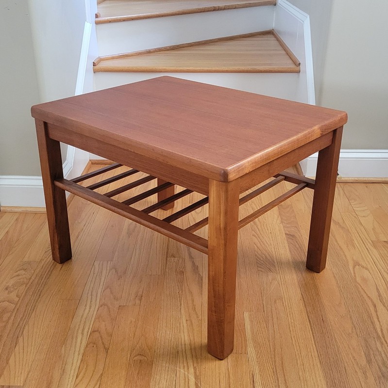 Vintage MCM Danish Teak Side Table Lower Magazine Rack Mobelfabrikken Toften! gallery
