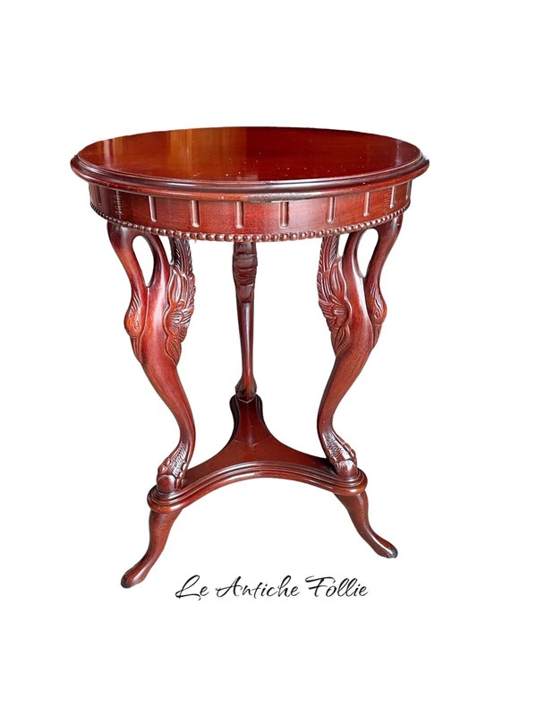 **Wooden Coffee Table with Carved Swan Legs**