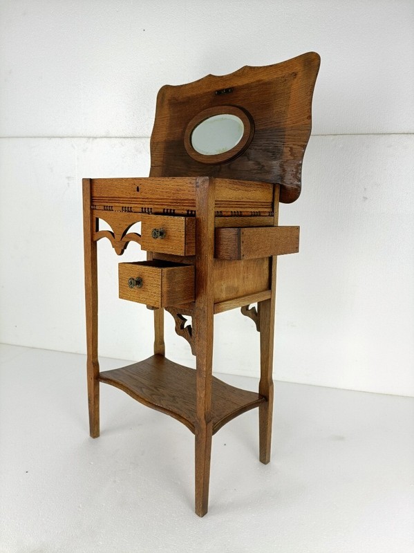 Exquisite Desk table Sewing Quilting Box Wood Antique Two tier Art Nouveau Gorge gallery