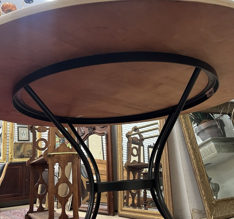 Charleston Forged Iron Scroll Base Round Breakfast/Accent Table w/ Wood Top 42" gallery