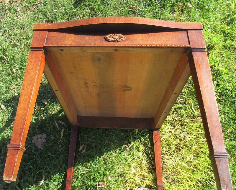 2 Rare Mid-century Lane two tiered end table frework and tapered legs with harps gallery
