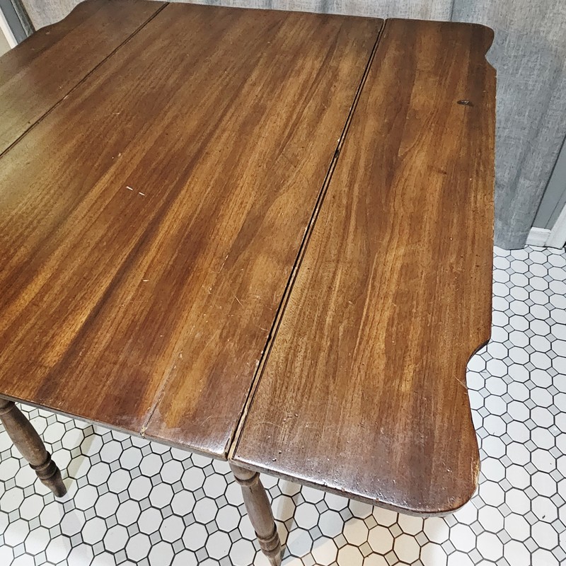 Antique Walnut Drop Leaf Table c1920 Pull-Out Brace Farmhouse Solid Wood gallery