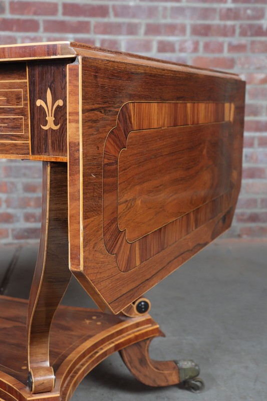 Fine Regency Drop Leaf Marquetry Table, ca. 1820 gallery