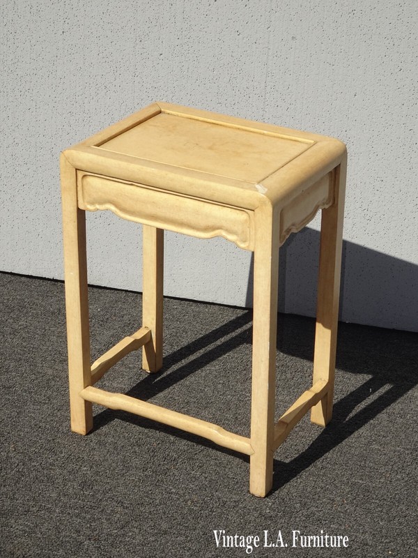 Vintage French Country Creme Yellowish Key Table ~ Side Table