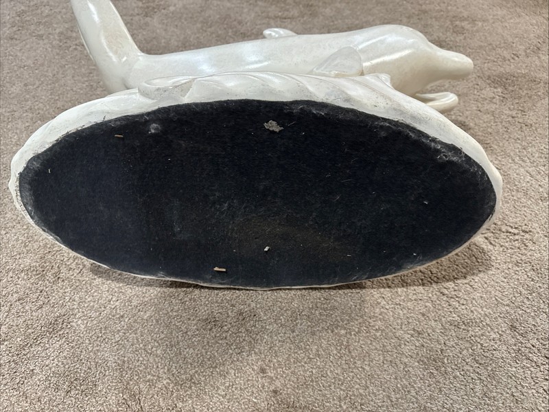 Vintage Mid Century Plaster Chalkware Double Swimming Dolphins Coffee Table Base gallery