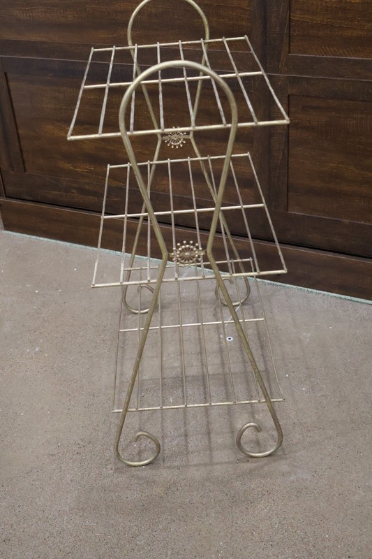Vintage MCM Gold Tone Metal Table Atomic Design - Vintage metal End table gallery