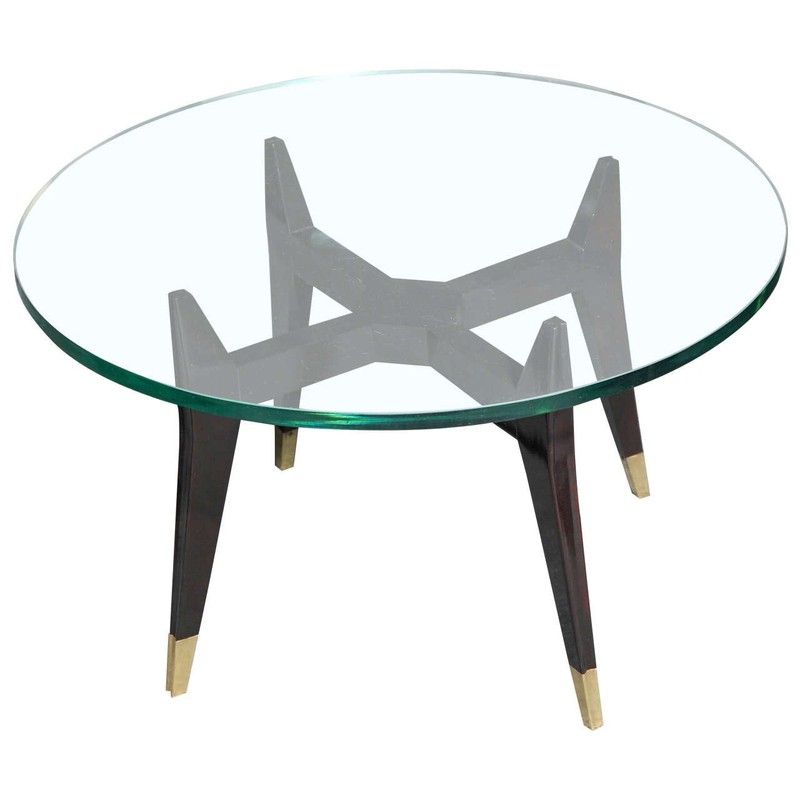 Walnut and Glass Modernist Cocktail Table by Dassi et Figli, Italy, 1950