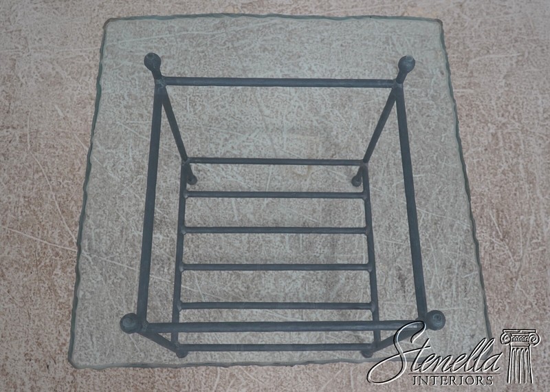 68723: Pair CHARLESTON FORGE Glass Top Iron Base Lamp Tables gallery