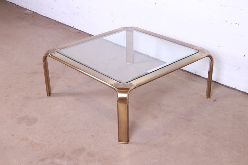 John Widdicomb Hollywood Regency Brass and Glass Cocktail Table, Circa 1970s